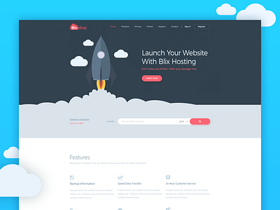 Web Host Landing page button card domain host illustration packages pricing ui ux web
