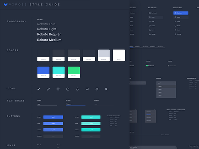 UI Style guide dark elements style guide ui web