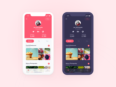 Daily UI Challenge #006 - User Profile app daily ui challange mobile pinterest profile ui user profile ux