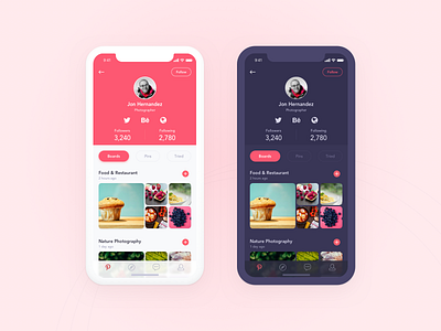 Daily UI Challenge #006 - User Profile app daily ui challange mobile pinterest profile ui user profile ux