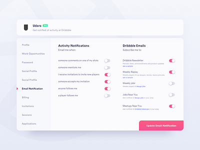 Daily UI Challenge #007 - Settings 007 card daily ui challange dribbble settings ui ux