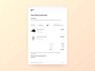 Daily UI Challenge #017 - Email Receipt confirmation daily ui challange e commerce email nike order products receipt summary ui ux