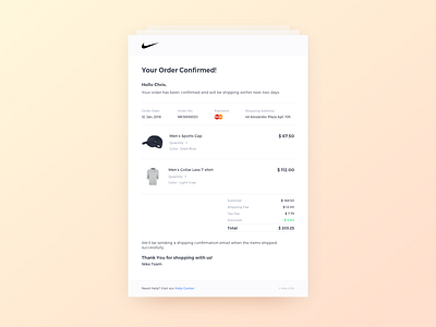 Daily UI Challenge #017 - Email Receipt confirmation daily ui challange e commerce email nike order products receipt summary ui ux