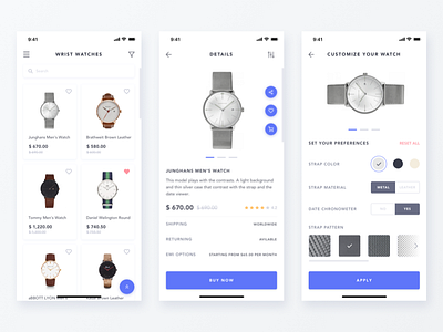 Product Customize app cart customize ecommerce fashion ios mobile pdp product ui ux watch