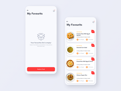 Daily UI Challenge #044 - Favourits app card empty state favourites food mobile ui ux