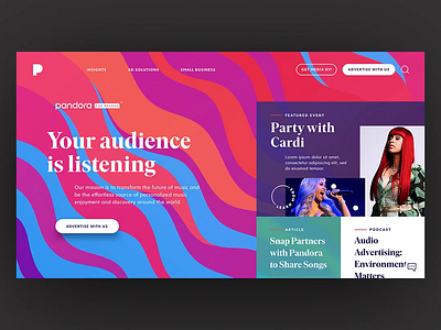 Pandora for Brands - Homepage Scroll branding color homepage interaction music pattern ui ux web animation web design website website animation website design