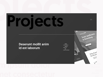 Portfolio Project Section - Concept animation case studies design grid interactive layout portfolio transitions typography ui ux web website work