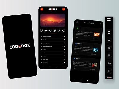 Dark – Mobile – Coding Application UI Kit app black code dark mode design icons illustration learning mobile ux