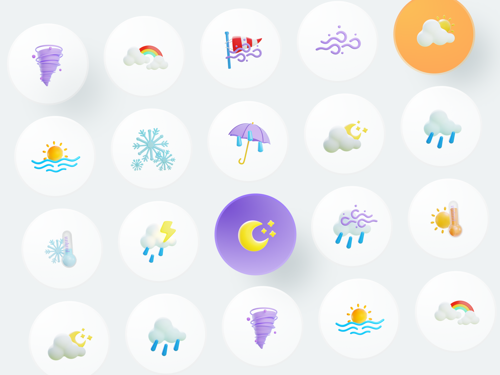 Weather - 3D Illustration 3d 3d illustration cloud graphic design icon lighting moon nature rain rainy star sun sunny thunder weather weather 3d weather graphic weather icon weather illustration wind