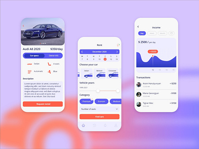 Car Renting & Sharing App app application branding car clean design flat ios logo minimal ui ux vector