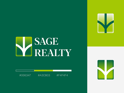 Sage Realty Logo Design branding design eco ecofriendly glass gradient graphic design green house leave logo logo design mark mark design minimal natural nature realestate window window logo