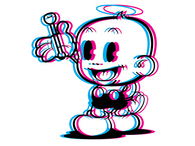 Happy Lil' Anaglyph anaglyph cartoon character character design glitch happy illustration illustrator retro vintage