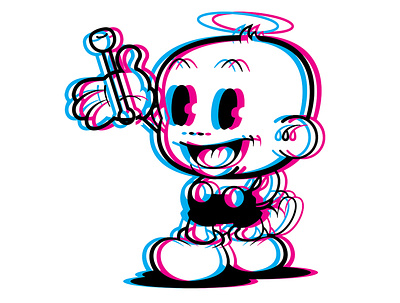 Happy Lil' Anaglyph anaglyph cartoon character character design glitch happy illustration illustrator retro vintage
