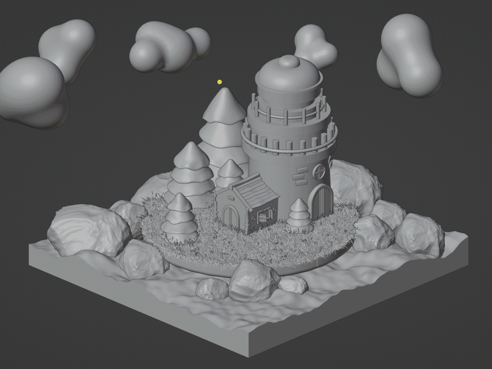 Process Lighthouse 3D 3d 3d graphic animation blender cloud design graphic design island isometric light lighthouse motion graphics sea water