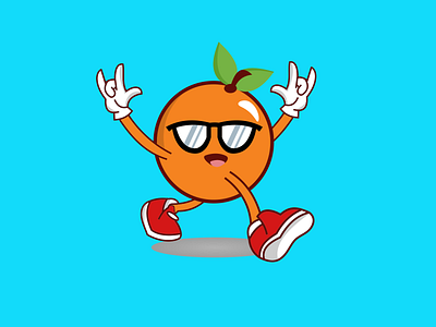 happy orange fruit character brand branding business cartoon character character design company branding fruit graphic design happiness icon illustration logo logo design minimal orange juice rocker smile vector walking