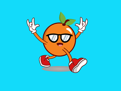 happy orange fruit character