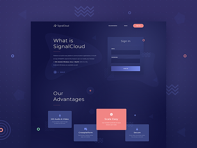 SignalCloud design landing purple ui ux web web design