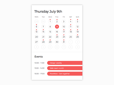 Calendar widget