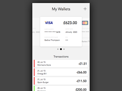 Wallet - My Expenses re-look card credit currency debit design expense flat money transaction ui visa wallet