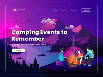 CampingClub - Banner animation banner branding business design graphic design illustration landing logo travel ui ux