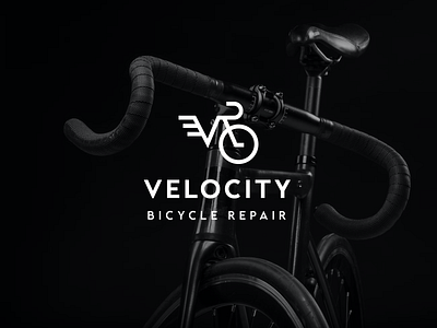 Logo Velocity bicycle bicycle logo brand branding design flat logo graphic design icon identity line art line logo logo repair company