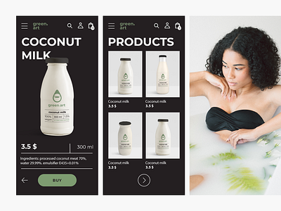 Green.Art brand branding design logo milk mobile mobilefirst site ui uiux design ux vegan web web design