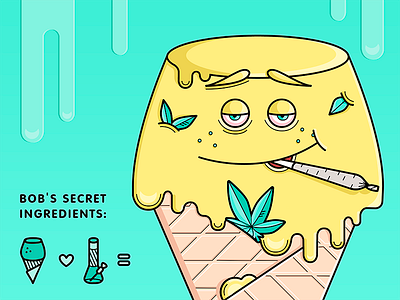 Bob - a lover of drugs desert drugs hemp ice ice cream illustration joint marijuana stickers sweet sweet food