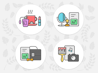 Icons for Likey art beauty buisness category document icons illustration self development
