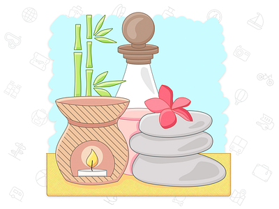 SPA candle flower holiday icon illustration relaxation spa spa vacation stones tourism