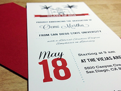 SDSU Graduation Invitations college custom design graduation illustration invitations invites typography vertical