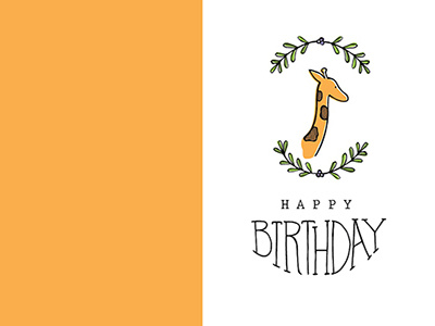 Giraffe Birthday Card birthday card design giraffe hand illustration lettering vector