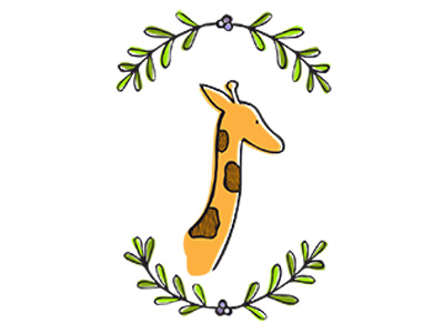 Giraffe Illustration birthday card design done giraffe hand illustration