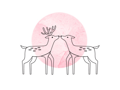 Deer in Love deer illustration love valentinesday watercolor