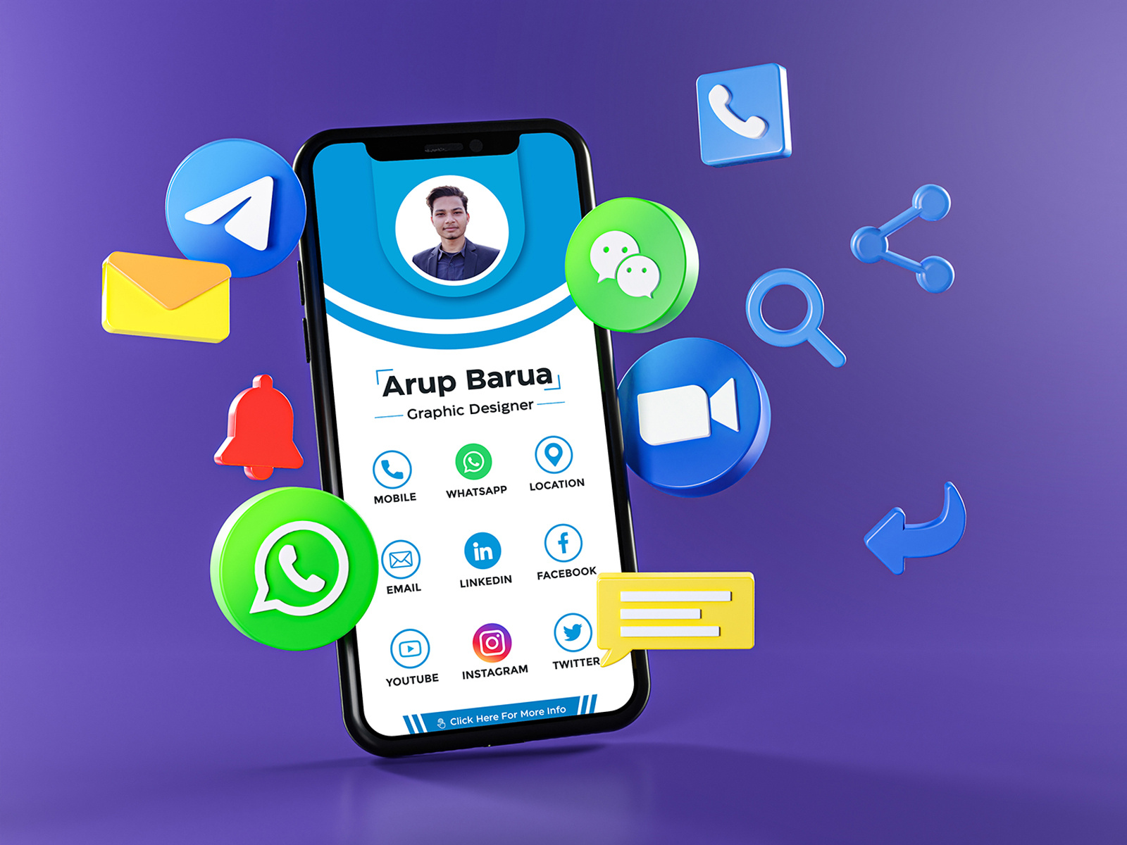 Clickable Digital Business Card Design Vcard And Flyer By Vectjoy On 