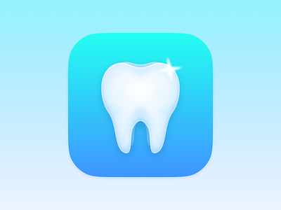 Autooth App Icon app icon blur branding gloss icon ios ios app ios14 iphone logo realistic skeuomorphic skeuomorphism teeth tooth toothbrush vector