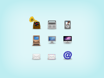 Icon Set 2 32px @ apple boombox email envelope gramophone icon imac ipod monitor set stock