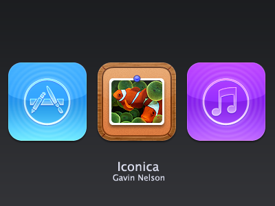 Iconica Photos, App Store, and iTunes Store app icon iconica iphone itunes photos store theme
