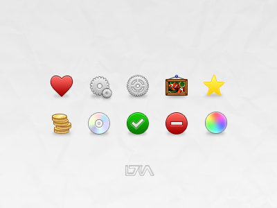 32px 32px buttons cd gear heart icon money photo pixel star