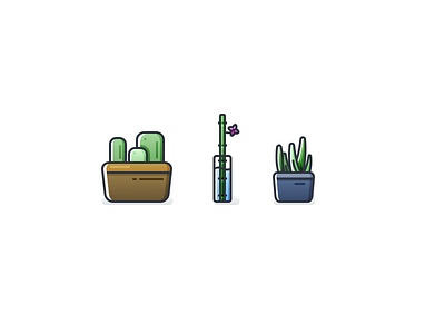 Succulents bamboo cactus cartoon color icon plants succulents vector