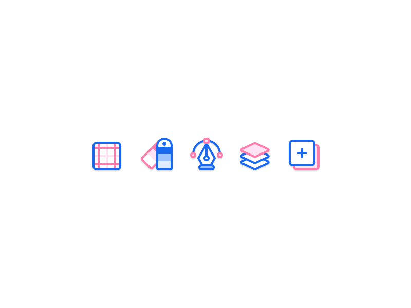 Design Icons design glyph grid icon icon set icons layers pen tool small swatches ui web