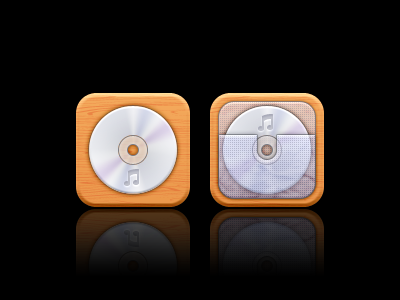 CD app cd disk icon iphone music wood