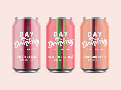 Day Drinking Wine Spritzers alcohol alcohol packaging brand design branding can design drinks label label design logo package package design packaging peach retro rose surf watermelon wine