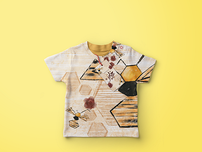 Honey bee T-shirt print bee bee illustration design floral flower flower illustration flowers flowers illustration honey bee honeybee illustraion illustration print textile textile design textile print