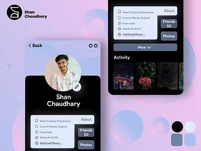 User profile by shan 2021 design app design application cared color design figma minimal mobile app product ui ui design ux v