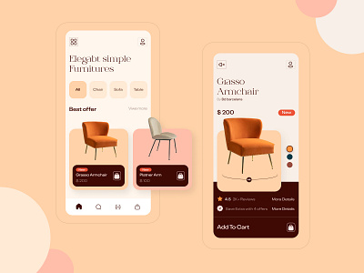 Furniture App UI/UX 2022 android app branding clean concept design ecommers figma flat fun furniture ui graphic design home icon interface ios layout ui ux