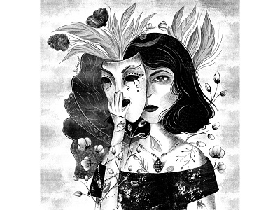 Girl with mask art artist artwork black and white illustration book illustration childrens book fashion illustration illustration minimal