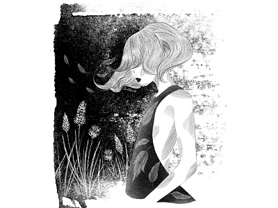 Girl in night art artist artwork black and white illustration book illustration childrens book fashion illustration graphic illustration minimal