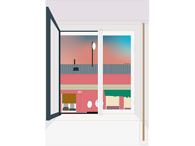 Transparent Story architecture building cables colorful design illustration illustrator roof story sunset view window windows