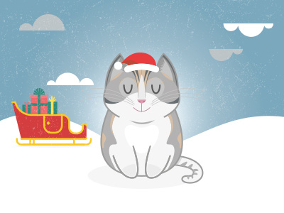 Fishtank Creative Christmas Promotion cat christmas festive illustration snow