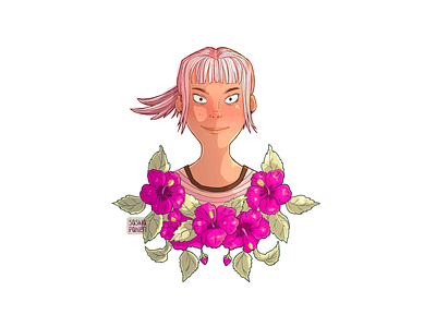 Hibiskus - hibiscus blume children book comic flower girl hibiscus illustration mädchen